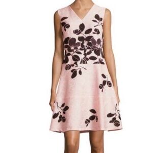 Karl Lagerfeld Fit & Flare Floral Jacquard Dress Size 8 Sleeveless V-Neck